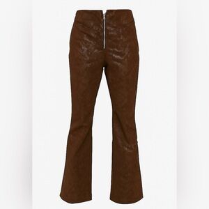 Brown High Waist Shiny Flare Pants